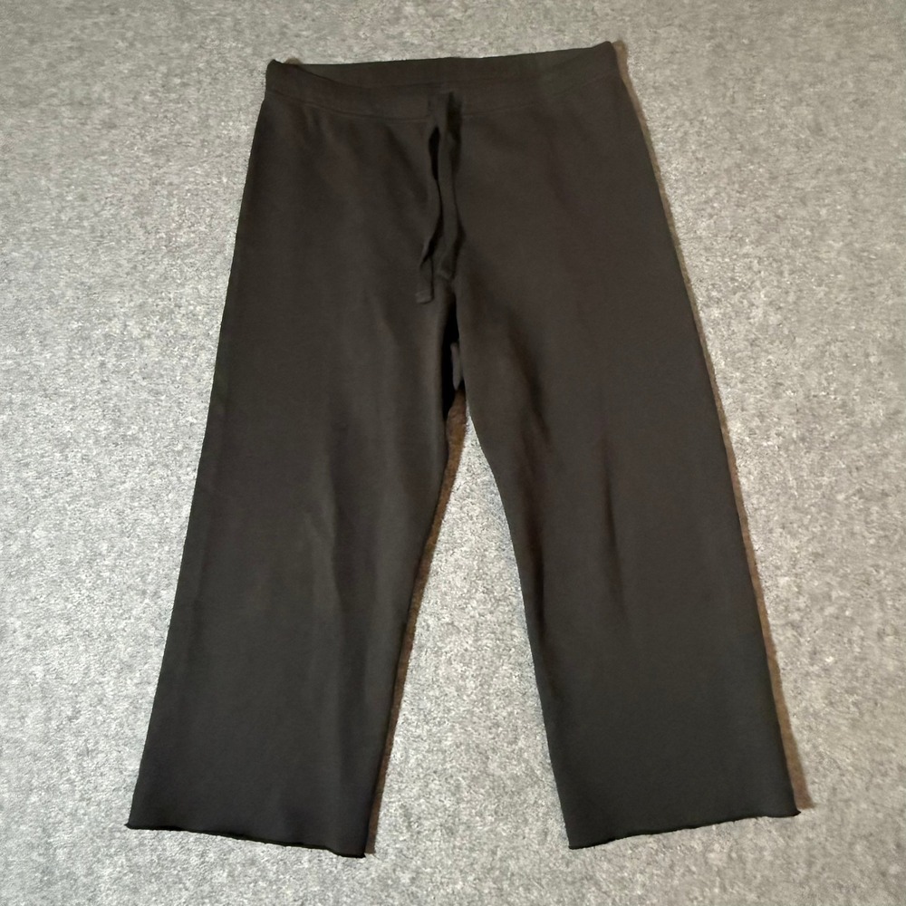 Frank & Eileen Tee Lab Women Black 100% Cotton Wide Leg Crop Pants LAB634TF
